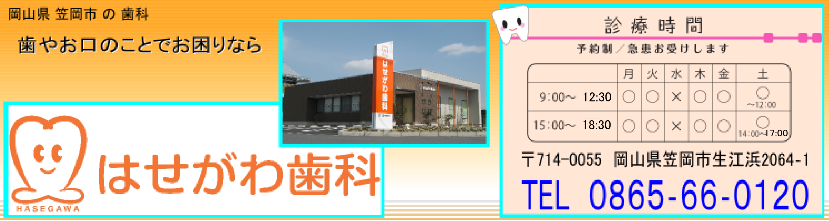 はせがわ歯科|岡山県 笠岡市 歯科 はせがわ歯科|岡山県 笠岡市 歯科